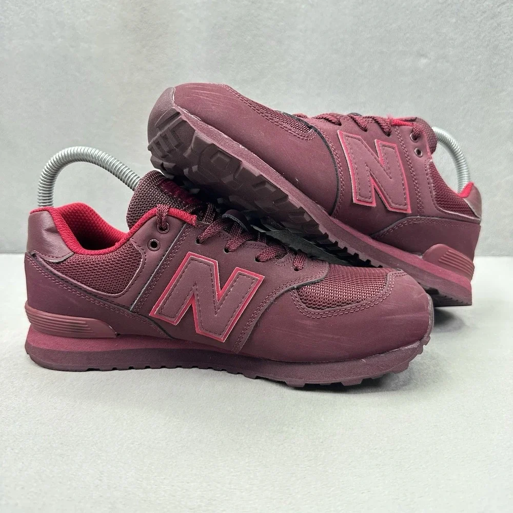 Womens 7 / 5.5Y New Balance 574 Shoes Maroon Athletic Casual Low Top Sneakers - Picture 5 of 8
